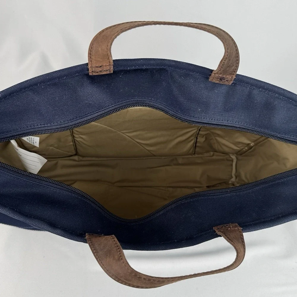 L.L.Bean Stonington Daily Commuter Travel Work Bag Navy Blue Canvas 17